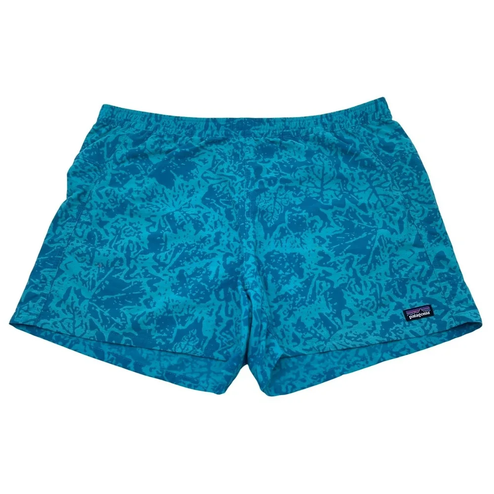 Patagonia Mens Baggies Lights Shorts Teal Blue Leaf Print 57057 FA16 Large
